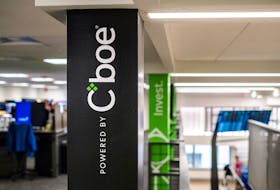 A logo for CBOE (Chicago Board Options Exchange) Global Markets is displayed at their headquarters in Chicago, Illinois, U.S., April 11, 2024.