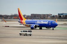 A Southwest Airlines Co. Boeing 737 MAX 8 aircraft taxis after landing at Midway International Airport in Chicago, Illinois, U.S., March 13, 2019.