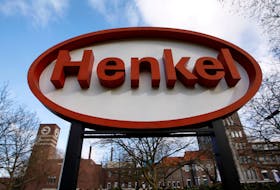 A logo of consumer goods group Henkel is pictured before its annual news conference in Duesseldorf March 8, 2012. 