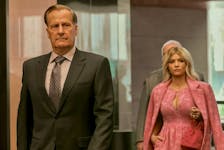 Jeff Daniels, left, portrays Charlie Croker and Sarah Jones portrays Serena Croker in a scene from "A Man in Full," airing on Netflix. Netflix handout