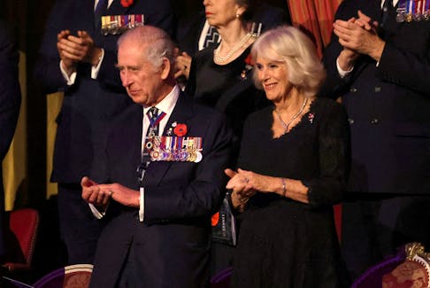 Britain's King Charles III and Queen Camilla attend The Royal British Legion Festival of Remembrance at Royal Albert Hall in London, Britain, November 11, 2023. Chris Jackson/Pool via