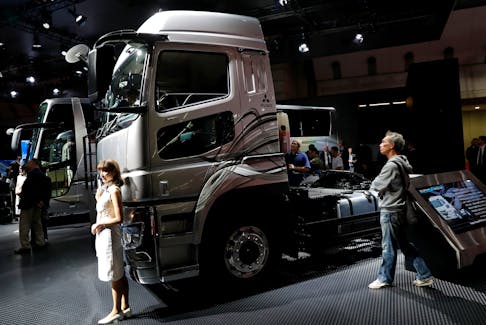 Daimler AG's FUSO Super Great truck is pictured at the 45th Tokyo Motor Show in Tokyo, Japan October 27, 2017.