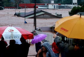 View of a flooded area next to the Taquari River during heavy rains in Encantado, Rio Grande do Sul state, Brazil, May 2, 2024.