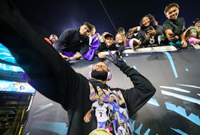 Dec 17, 2023; Jacksonville, Florida, USA; Baltimore Ravens wide receiver Odell Beckham Jr. (3) takes a selfie with fans before a game against the Jacksonville Jaguars at EverBank Stadium. Mandatory Credit: Nathan Ray Seebeck-USA TODAY Sports/File Photo