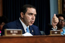 U.S. Rep. Henry Cuellar (D-TX) questions Department of Homeland Security (DHS) Secretary Alejandro Mayorkas during a Homeland Security Subcommittee hearing on the DHS budget request on Capitol Hill in Washington, U.S., April 10, 2024.