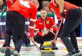 Brad Gushue and his Canada rink have won three-in-a-row at the 2024 Montana’s Brer after defeating Prince Edward Island on Wednesday. They are now 5-2 and in the playoff hunt. Michael Burns/Curling Canada