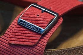 A Birkenstock shoe is displayed at Birkenstock shoe store in London, Britain, October 11, 2023.