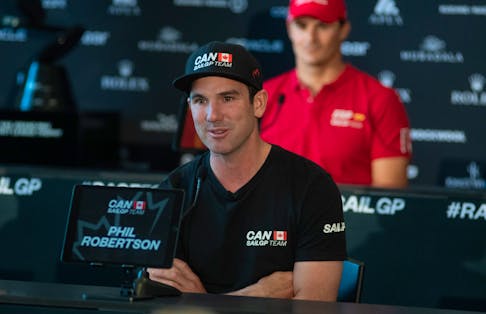 Phil Robertston, the driver for Canada's SailGP team, answers questions at a press conference at the Maritime Museum of the Atlantic on Friday, May 31, 2024.
Ryan Taplin - The Chronicle Herald
