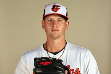 Feb 21, 2024; Sarasota, FL, USA; Baltimore Orioles starting pitcher Tyler Wells (68) poses for a photo during photo day at Ed Smith Stadium. Mandatory Credit: Kim Klement Neitzel-USA TODAY Sports/File Photo