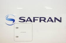 A view of the logo of Safran at the 54th International Paris Airshow at Le Bourget Airport near Paris, France, June 22, 2023.