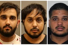 Karan Brar, Kamalpreet Singh and Karanpreet Singh, the three individuals charged with first-degree murder and conspiracy to commit murder in relation to the murder in Canada of Sikh separatist leader Hardeep Singh Nijjar in 2023, are seen in a combination of undated photographs released by the Integrated Homicide Investigation Team (IHIT).   IHIT/Handout via
