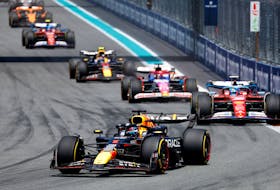 Formula One F1 - Miami Grand Prix - Miami International Autodrome, Miami, Florida, United States - May 4, 2024 Red Bull's Max Verstappen in action during the sprint race