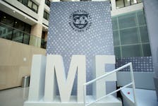 International Monetary Fund logo is seen inside the headquarters at the end of the IMF/World Bank annual meetings in Washington, U.S., October 9, 2016.