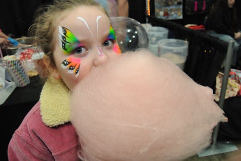 The 10th. annual Downhome Expo was held at the Mount Pearl Glacier this past weekend featuring just over 100 exhibitors with everything from A-Z for those seeking something to their liking. Among the exhibitors was the Newfoundland Pony Association. Above, Jesse Rees, 6, enjoys a feed of cotton candy at the Expo on Saturday afternoon, May 4, 2024. Jesse made the overseas trek across The Tickle onboard the ferry M/V Legionnaire from Bell Island with family members.
-Photo by Joe Gibbons/The Telegram