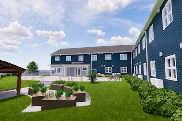 An artist rendering of the Rapid Housing Initiative building being build at the corner of Charlotte and York streets in the Northend of Sydney, Eleanor's Court. CONTRIBUTED/Ally Centre of Cape Breton