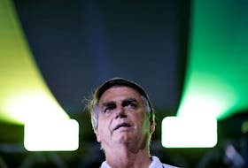 Former Brazilian President Jair Bolsonaro takes part in a state meeting of the Liberal Party, in Goiania, Brazil, April 4, 2024.