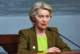 European Commission President Ursula von der Leyen attends a press conference at the government palace in Beirut, Lebanon May 2, 2024.