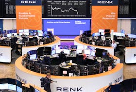 The German share price index DAX graph is pictured at the stock exchange on the day of the RENK IPO in Frankfurt, Germany, February 7, 2024.