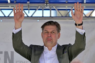 Maximilian Krah, member of the European Parliament for the far-right Alternative for Germany and AfD's top candidate in June's election to the assembly, attends a local election campaign rally in Dresden, Germany, May 1, 2024.