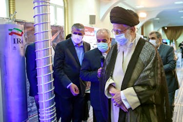Iran's Supreme Leader Ayatollah Ali Khamenei visits the Iranian centrifuges in Tehran, Iran June 11, 2023. Office of the Iranian Supreme Leader/WANA (West Asia News Agency) via