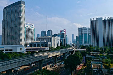 A general view of the city skyline of  Jakarta, the capital city of Indonesia, August 5, 2021.