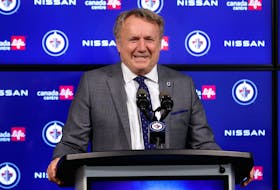 Apr 1, 2024; Winnipeg, Manitoba, CAN; Winnipeg Jets head coach Rick Bowness talks to the media after their win against the Los Angeles Kings at Canada Life Centre. Mandatory Credit: James Carey Lauder-USA TODAY Sports