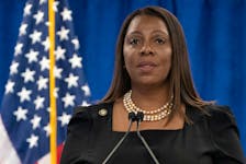 New York Attorney General Letitia James holds a press conference following a ruling against former U.S. President Donald Trump ordering him to pay $354.9 million and barring him from doing business in New York State for three years, in the Manhattan borough of New York City, U.S., February 16, 2024.