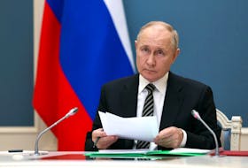 Russia's President Vladimir Putin inspects a military exercise, which tests the country's ability to deliver a massive retaliatory nuclear strike by land, sea and air, via a video link from Moscow, Russia October 25, 2023. Sputnik/Gavriil Grigorov/Pool via