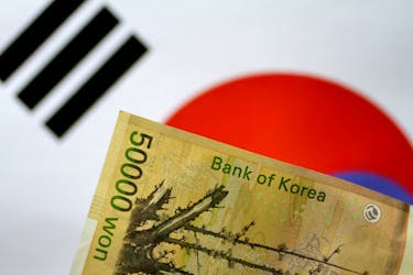 A South Korea won note is seen in this illustration photo May 31, 2017. 