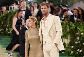 Chris Hemsworth and Elsa Pataky pose at the Met Gala, an annual fundraising gala held for the benefit of the Metropolitan Museum of Art's Costume Institute with this year's theme 'Sleeping Beauties: Reawakening Fashion' in New York City, New York, U.S., May 6, 2024.