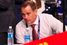 Calgary Flames GM Craig Conroy is seen prior to Round 1 of the 2023 NHL Draft in this photo from June 28, 2023 in Nashville.