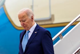U.S. President Joe Biden disembarks from Air Force One at Joint Base Andrews, Maryland, U.S., following a weekend in Delaware, May 6, 2024.