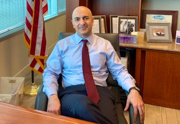 Minneapolis Federal Reserve Bank President Neel Kashkari poses during an interview with Reuters in his office at the bank's headquarters in Minneapolis, Minnesota, U.S., January 10, 2020.