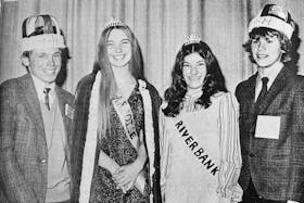 The 16 4-H clubs in Hants County selected the 1974 royal party during the annual winter carnival. Pictured are, from left: King Bruce Sherman, Queen Margaret McClare, Princess Debby Kelly, and Prince Scott Benedict.