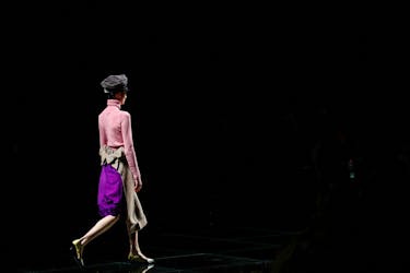 A model presents a creation from the Prada Fall-Winter 2024/2025 collection during Fashion Week in Milan, Italy, February 22, 2024.
