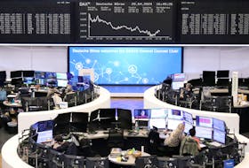 The German share price index DAX graph is pictured at the stock exchange in Frankfurt, Germany, April 29, 2024.    