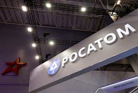 A view shows a stand of Russian state nuclear agency Rosatom at an exposition of the international military-technical forum Army-2023 at Patriot Congress and Exhibition Centre in the Moscow region, Russia, August 18, 2023.