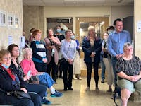 Members of the Roseway Hospital Auxiliary were joined by local dignitaries and health care providers during a celebration to mark the completion of completely digitizing the X-ray department at Roseway Hospital on May 3. Kathy Johnson
