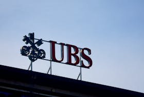 A logo is seen on the headquarters of Swiss bank UBS on Paradeplatz in Zurich, Switzerland March 16, 2023.