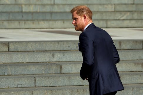 Britain's Prince Harry arrives to attend the Invictus Games Foundation 10th Anniversary Service of Thanksgiving at St Paul’s Cathedral, in London, Britain, May 8, 2024.