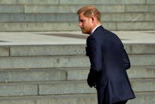 Britain's Prince Harry arrives to attend the Invictus Games Foundation 10th Anniversary Service of Thanksgiving at St Paul’s Cathedral, in London, Britain, May 8, 2024.