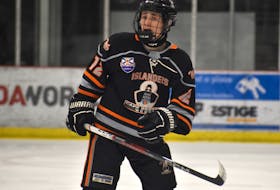 Cooper MacNeil of the Cape Breton West Islanders is one of two Cape Breton-born players on the team’s roster listed as eligible for the 2024 Quebec Maritimes Junior Hockey League Entry Draft by the league’s central scouting. JEREMY FRASER/CAPE BRETON POST