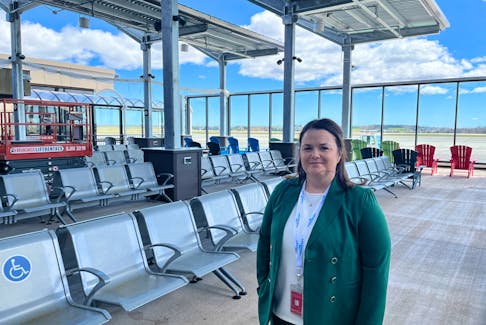 Shelley Christian, vice-president of operations for the Charlottetown Airport Authority, says the new outdoor seating area has a capacity of 200 seats for passengers. Dave Stewart • The Guardian