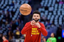 May 6, 2024; Denver, Colorado, USA; Denver Nuggets guard Jamal Murray (27) before game two of the second round for the 2024 NBA playoffs against the Minnesota Timberwolves at Ball Arena. Mandatory Credit: Isaiah J. Downing-USA TODAY Sports/File Photo