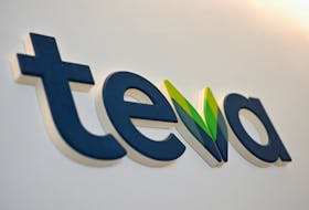 The logo of Teva Pharmaceutical Industries is displayed at the company headquarters in Tel Aviv, Israel, February 20, 2024.