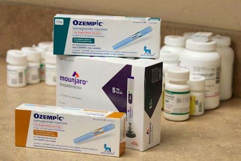 Boxes of Ozempic and Mounjaro, semaglutide and tirzepatide injection drugs used for treating type 2 diabetes and made by Novo Nordisk and Lilly, is seen at a Rock Canyon Pharmacy in Provo, Utah, U.S. March 29, 2023.