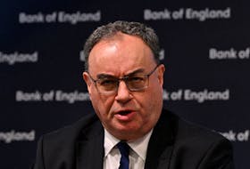 Bank of England Governor Andrew Bailey addresses the media during the central bank's Monetary Policy Report press conference at the Bank of England, in London, Britain, on February 1, 2024.     JUSTIN TALLIS/Pool via