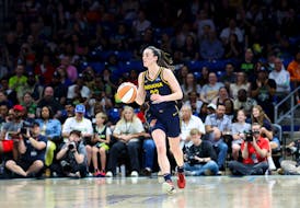 May 3, 2024; Dallas, Texas, USA; Indiana Fever guard Caitlin Clark (22) in action during the game against the Dallas Wings at College Park Center.  Mandatory Credit: Kevin Jairaj-USA TODAY Sports