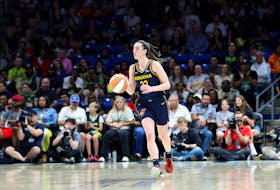 May 3, 2024; Dallas, Texas, USA; Indiana Fever guard Caitlin Clark (22) in action during the game against the Dallas Wings at College Park Center.  Mandatory Credit: Kevin Jairaj-USA TODAY Sports
