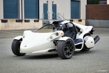 Campagna T-Rex, a three-wheeled vehicle developed by Campagna Motors based in Montreal. Nova Scotia is launching a five-year pilot program allowing registrations of three-wheeled vehicles in the province. - Photo by Campagna Motors.